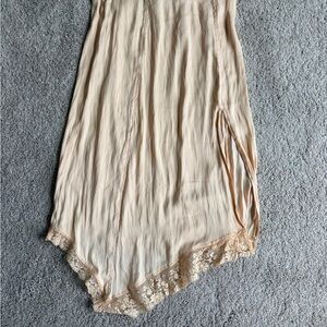 Elegant Cream Lace Trim Skirt